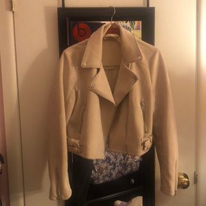 Belted Faux Suede Cropped Moto Jacket